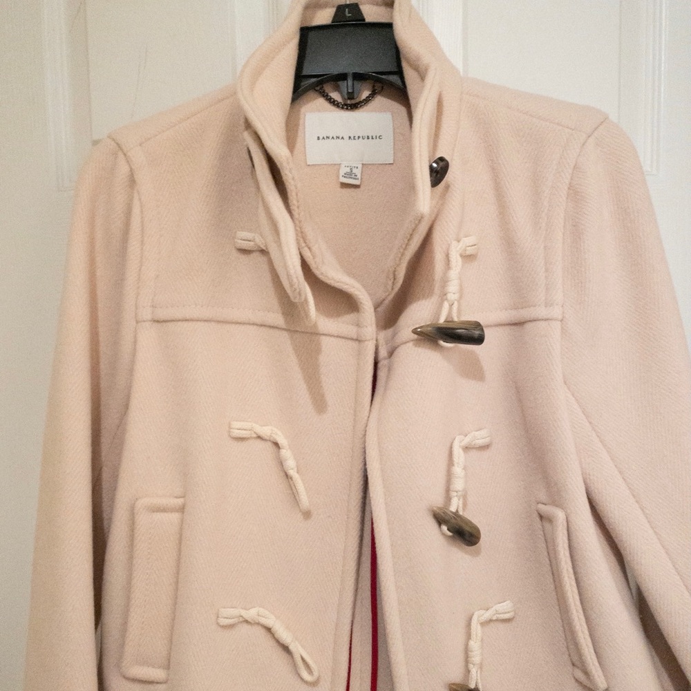Banana Republic Beige Pea Coat with Toggle Accents